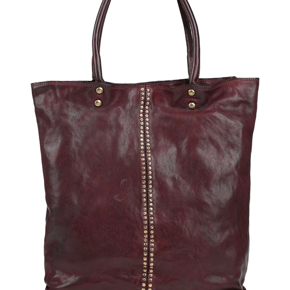 Campomaggi NWT Large Studded Shopper Prolifio Rivetti Burgundy SALE